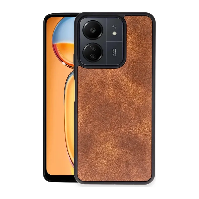 Redmi 13C Kılıf Aras Deri Kapak - Taba