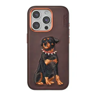 iPhone 15 Pro Perma Desenli Kapak - Koyu Kahve