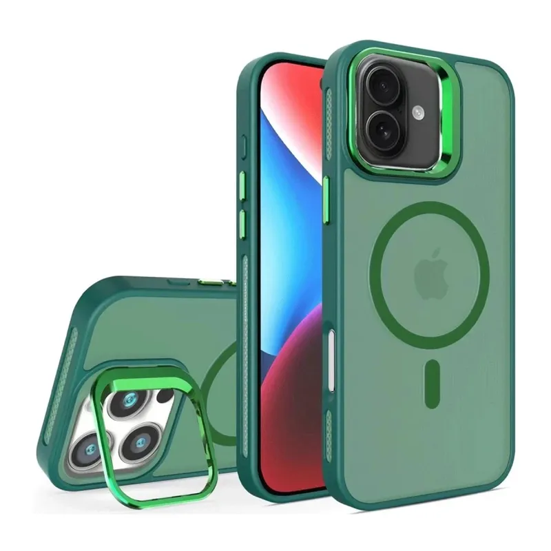 iPhone 16 Flet Lens Magsafe Kapak - Koyu Yeşil