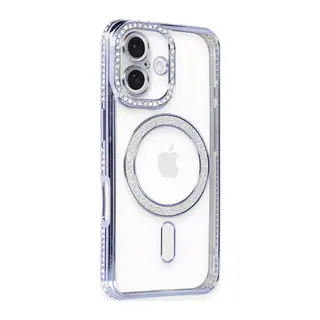 iPhone 16 Kılıf Joke Simli Magneticsafe Kılıf - Mavi