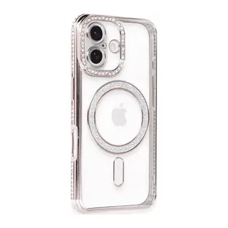iPhone 16 Kılıf Joke Simli Magneticsafe Kılıf - Pembe