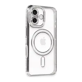 iPhone 16 Kılıf Joke Simli Magneticsafe Kılıf - Gri