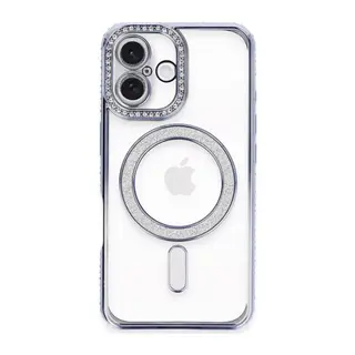 iPhone 16 Plus Kılıf Joke Simli Magneticsafe Kılıf - Mavi