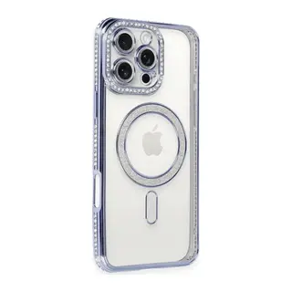 iPhone 16 Pro Kılıf Joke Simli Magneticsafe Kılıf - Mavi
