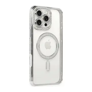 iPhone 16 Pro Kılıf Joke Simli Magneticsafe Kılıf - Gümüş