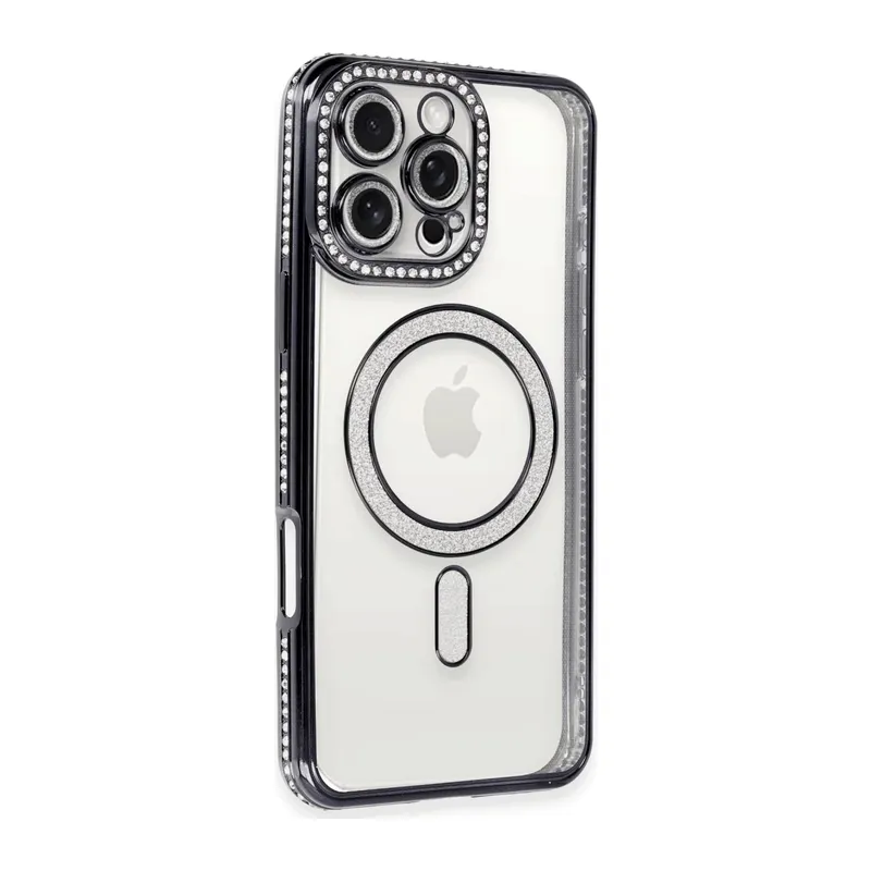 iPhone 16 Pro Max Kılıf Joke Simli Magneticsafe Kılıf - Gri