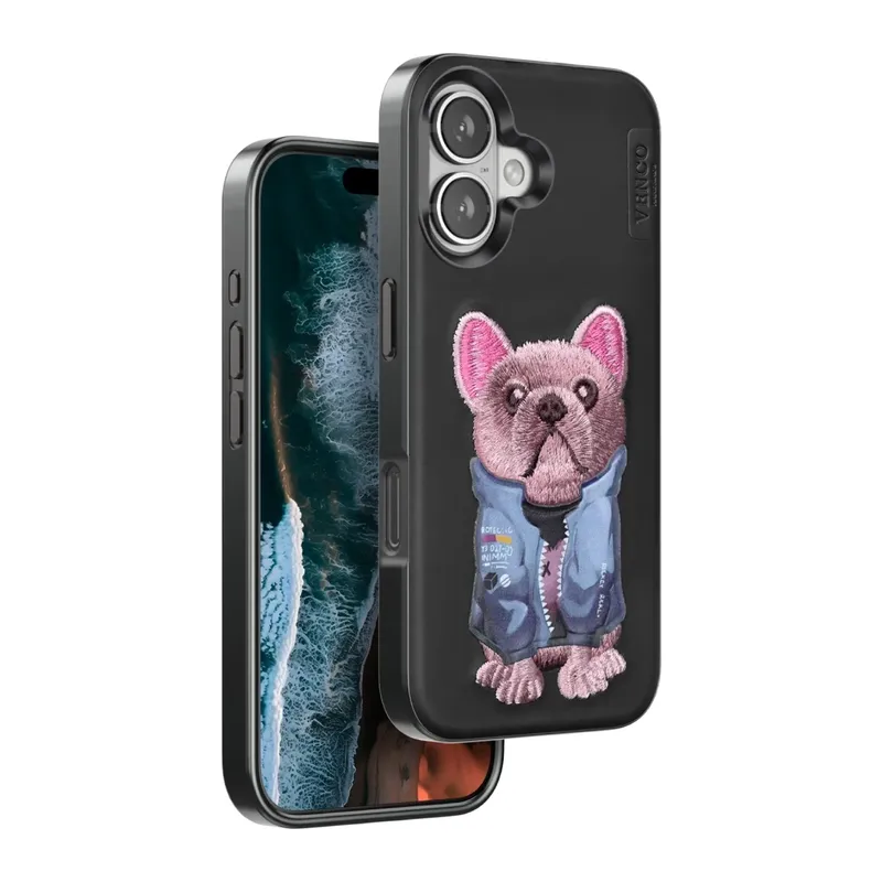 iPhone 16 Cute Desenli Kapak - Siyah