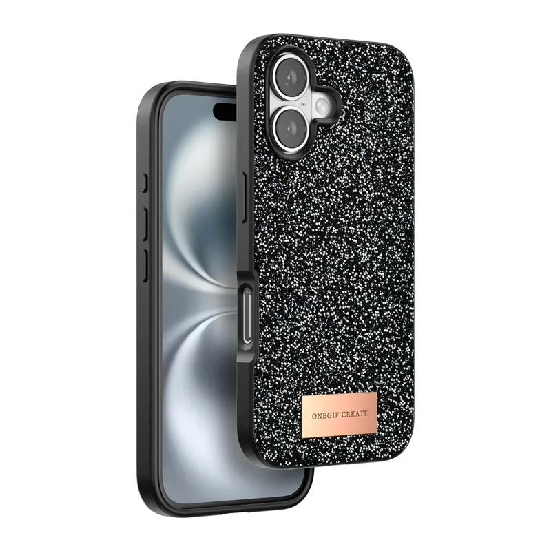 iPhone 16 Bright Simli Kapak - Siyah