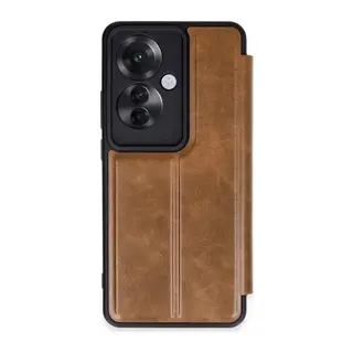 Reno 11F Kılıf Flip Cover - Taba