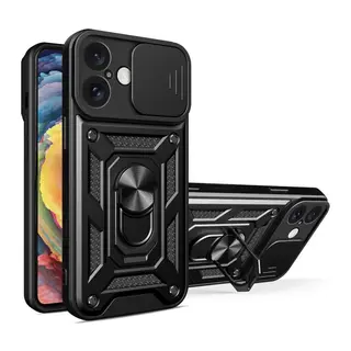 iPhone 16 Kılıf Pars Lens Yüzüklü Silikon - Siyah