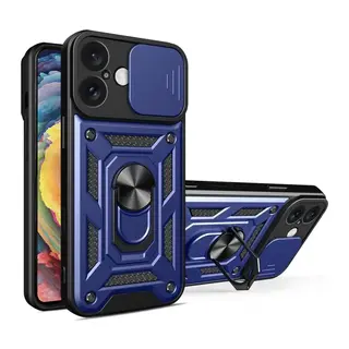 iPhone 16 Kılıf Pars Lens Yüzüklü Silikon - Lacivert