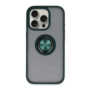 iPhone 16 Pro Kılıf Montreal Yüzüklü Silikon Kapak - Yeşil