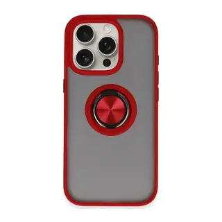 iPhone 16 Pro Kılıf Montreal Yüzüklü Silikon Kapak - Kırmızı