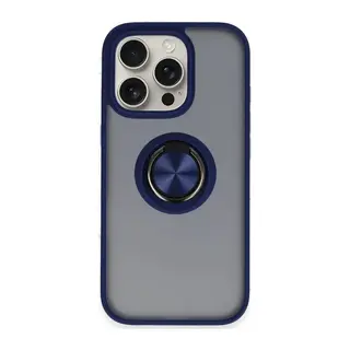 iPhone 16 Pro Kılıf Montreal Yüzüklü Silikon Kapak - Lacivert