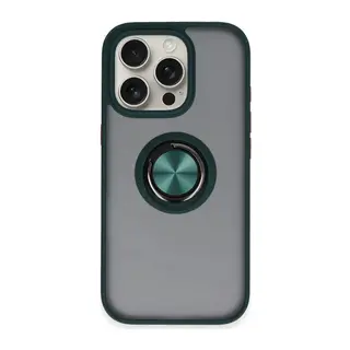 iPhone 16 Pro Max Kılıf Montreal Yüzüklü Silikon Kapak - Yeşil