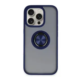 iPhone 16 Pro Max Kılıf Montreal Yüzüklü Silikon Kapak - Lacivert