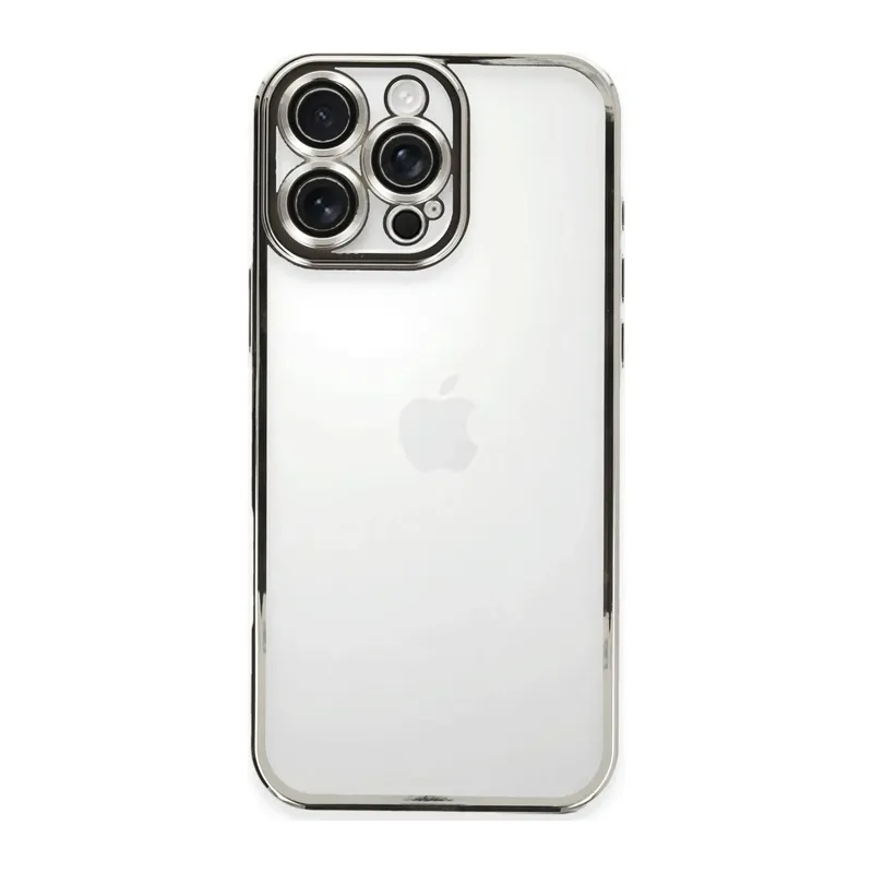 iPhone 16 Pro Max Kılıf Lensli Silikon - Gümüş
