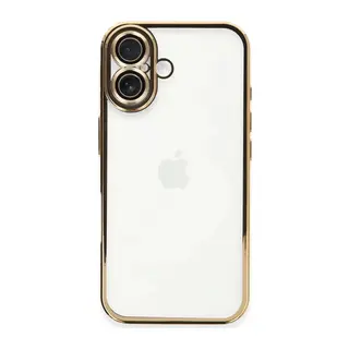 iPhone 16 Plus Kılıf Lensli Silikon - Gold