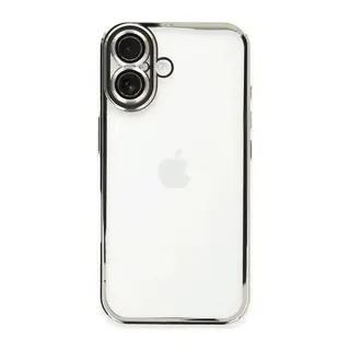 iPhone 16 Plus Kılıf Lensli Silikon - Gümüş