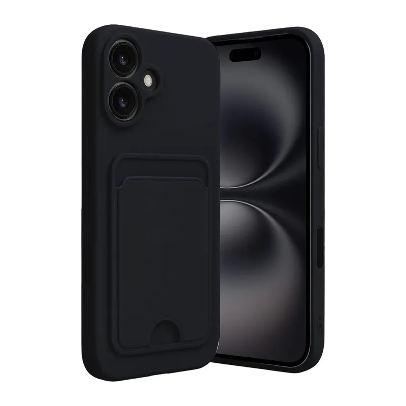 iPhone 16 Kılıf Kelvin Kartvizitli Silikon - Siyah