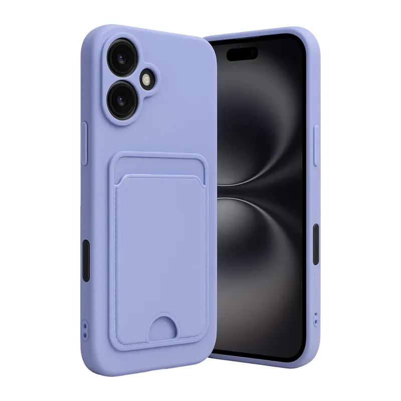 iPhone 16 Kılıf Kelvin Kartvizitli Silikon - Lila