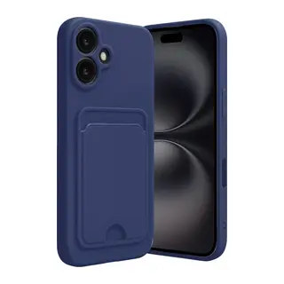 iPhone 16 Kılıf Kelvin Kartvizitli Silikon - Lacivert
