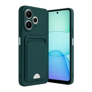 Redmi 13 4G Kılıf Kelvin Kartvizitli Silikon - Koyu Yeşil