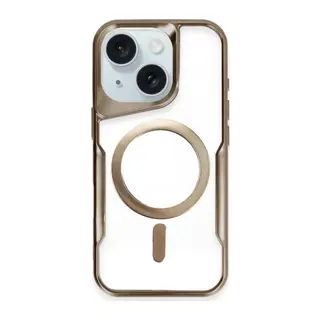 iPhone 15 Plus Kılıf Boyi Magsafe Silikon Kapak - Kahverengi