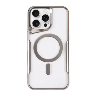 iPhone 16 Pro Kılıf Boyi Magsafe Silikon Kapak - Gümüş