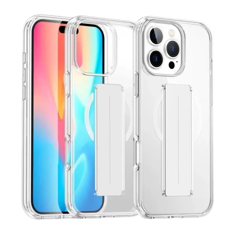 iPhone 16 Pro Kılıf Alfa Magsafe Standlı Kapak - Şeffaf