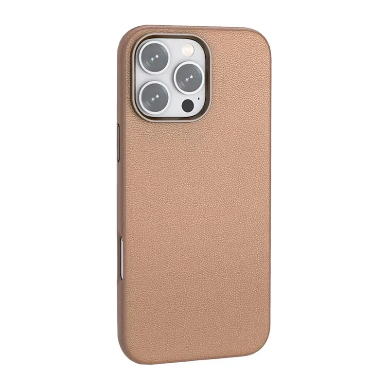 iPhone 16 Pro Max Wonder Deri Magsafe Kapak - Bronz