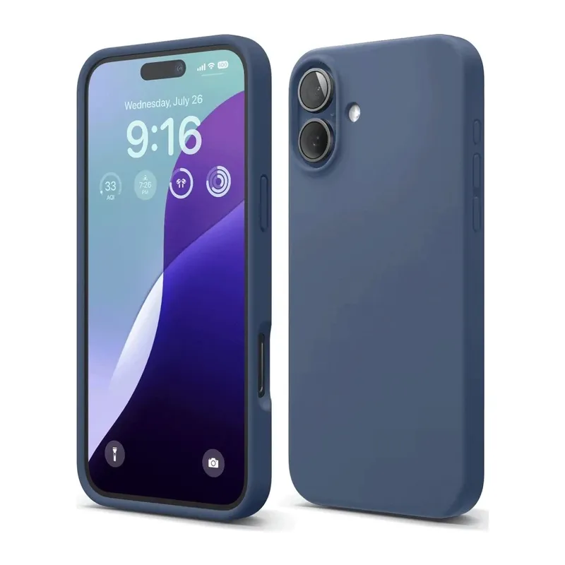iPhone 16 Kılıf Nano içi Kadife Silikon - Lacivert
