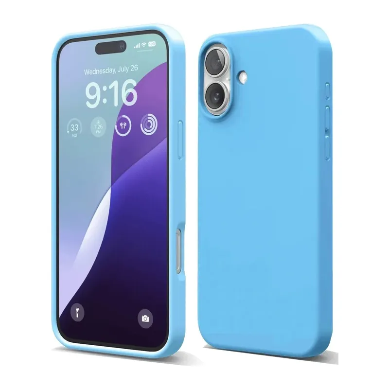iPhone 16 Plus Kılıf Nano içi Kadife Silikon - Mavi
