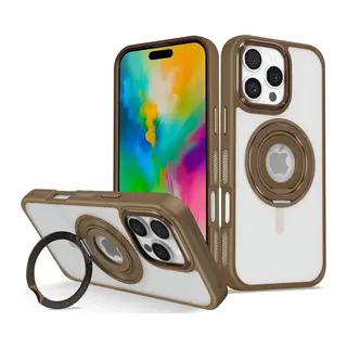 iPhone 16 Pro Banza Magsafe Standlı Kapak - Kahverengi