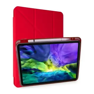 iPad Pro 11 (2024) Kılıf Kalemlikli Mars Tablet Kılıfı - Kırmızı