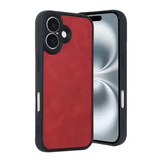 iPhone 16 Kılıf Aras Deri Kapak - Kırmızı