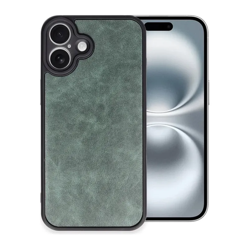 iPhone 16 Plus Kılıf Aras Deri Kapak - Koyu Yeşil