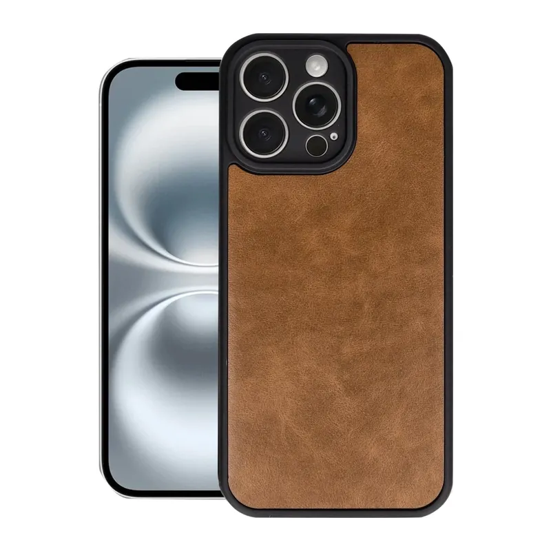 iPhone 16 Pro Kılıf Aras Deri Kapak - Taba