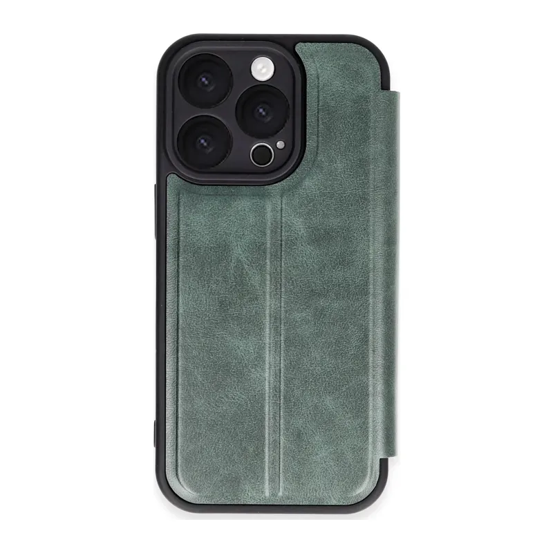iPhone 16 Pro Kılıf Flip Cover - Koyu Yeşil