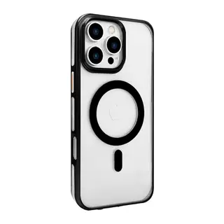 iPhone 16 Pro Gleam PC Sert Magsafe Kılıf - Şeffaf-Siyah