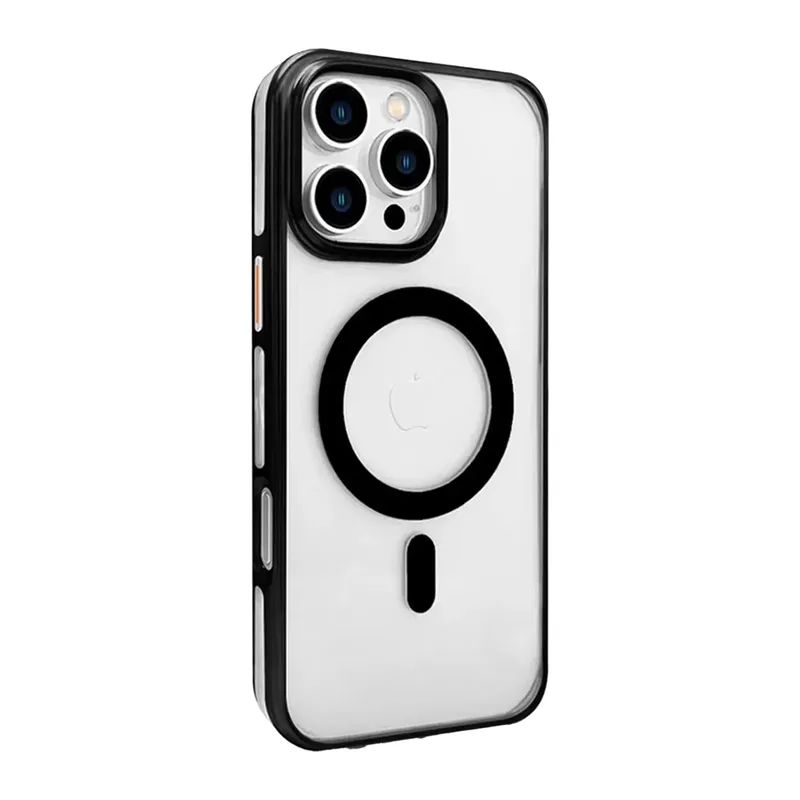 iPhone 16 Pro Max Gleam PC Sert Magsafe Kılıf - Şeffaf-Siyah