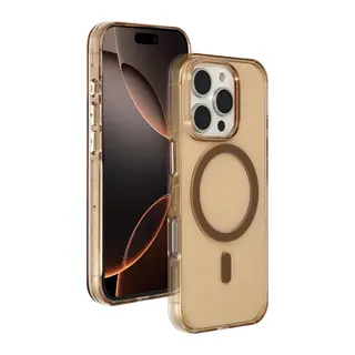 iPhone 16 Pro Max Gleam PC Sert Magsafe Kılıf - Şeffaf-Gold