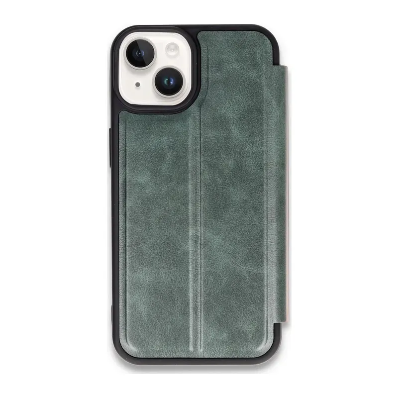 iPhone 14 Kılıf Flip Cover - Koyu Yeşil