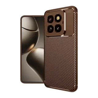 Mi 14T Pro Kılıf Auto Focus Karbon Kapak - Kahverengi