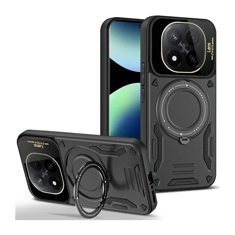 Redmi Note 14 Pro 5G Kılıf Joy Lens Standlı Kapak - Siyah