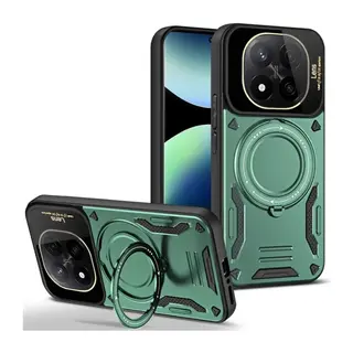 Redmi Note 14 Pro 5G Kılıf Joy Lens Standlı Kapak - Koyu Yeşil