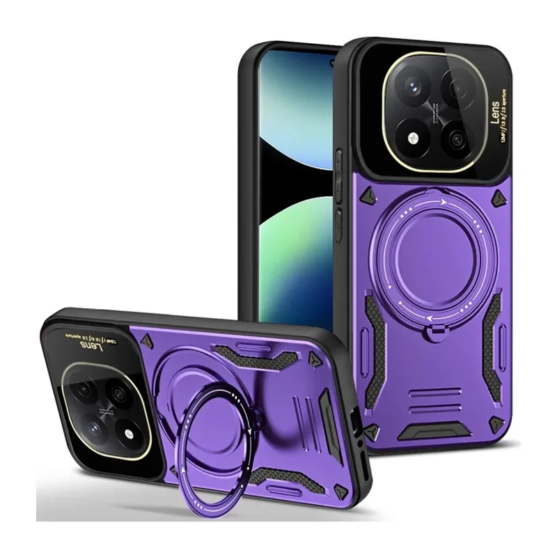 Redmi Note 14 Pro 5G Kılıf Joy Lens Standlı Kapak - Mor