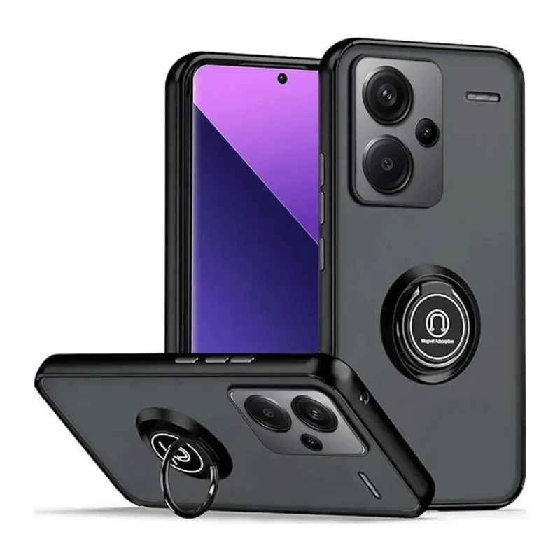 Redmi Note 13 Pro Plus Kılıf Montreal Yüzüklü Silikon Kapak - Siyah