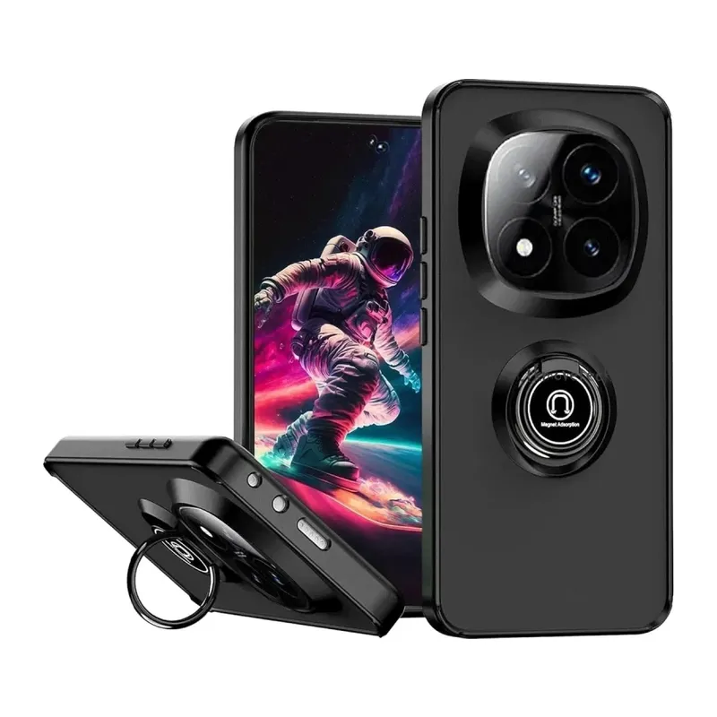 Redmi Note 14 Pro 4G Kılıf Montreal Yüzüklü Silikon Kapak - Siyah