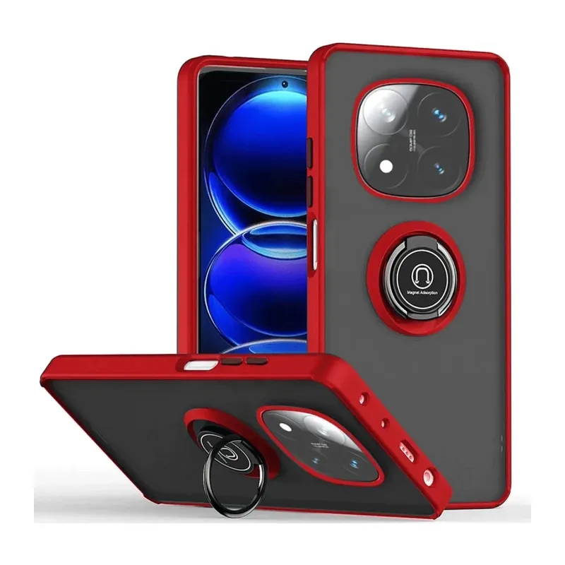 Redmi Note 14 Pro 5G Kılıf Montreal Yüzüklü Silikon Kapak - Kırmızı